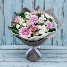 Букет цветов из:  Герберы, Альстромерии и Хризантемы #REPLACE_PRED# Шангале