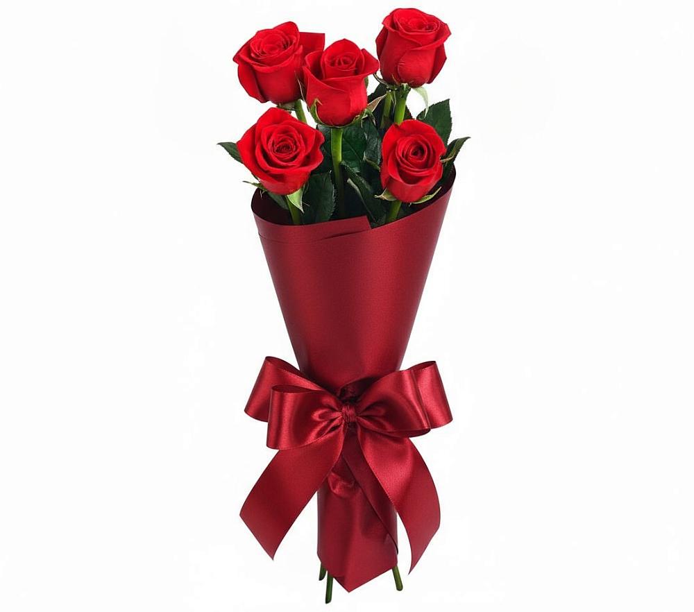Букет 5 Красных роз Эдлесс Лав в Шангале