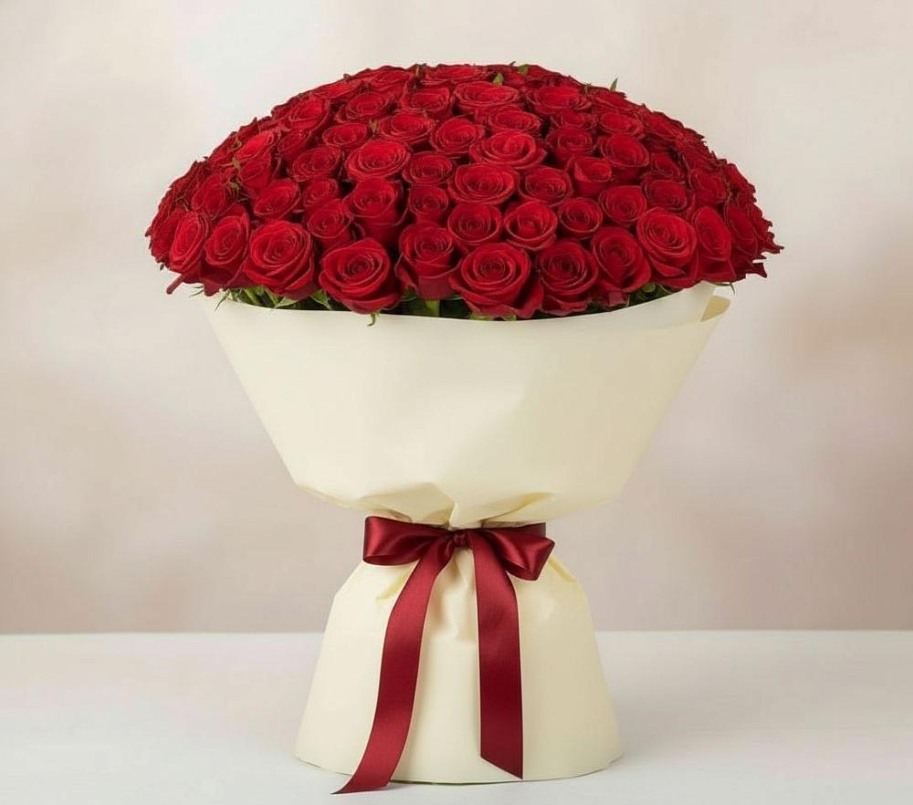 Букет 101 Красная роза Милано в Шангале