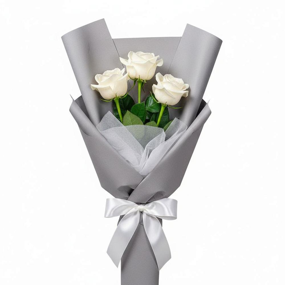 Букет 3 белые розы в Шангале