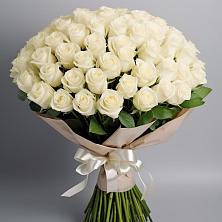 Букет 101 беля роза Белоснежка в Шангале