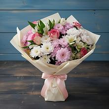 Букет цветов из:  Хризантемы, Альстромерии и Розы в Шангале