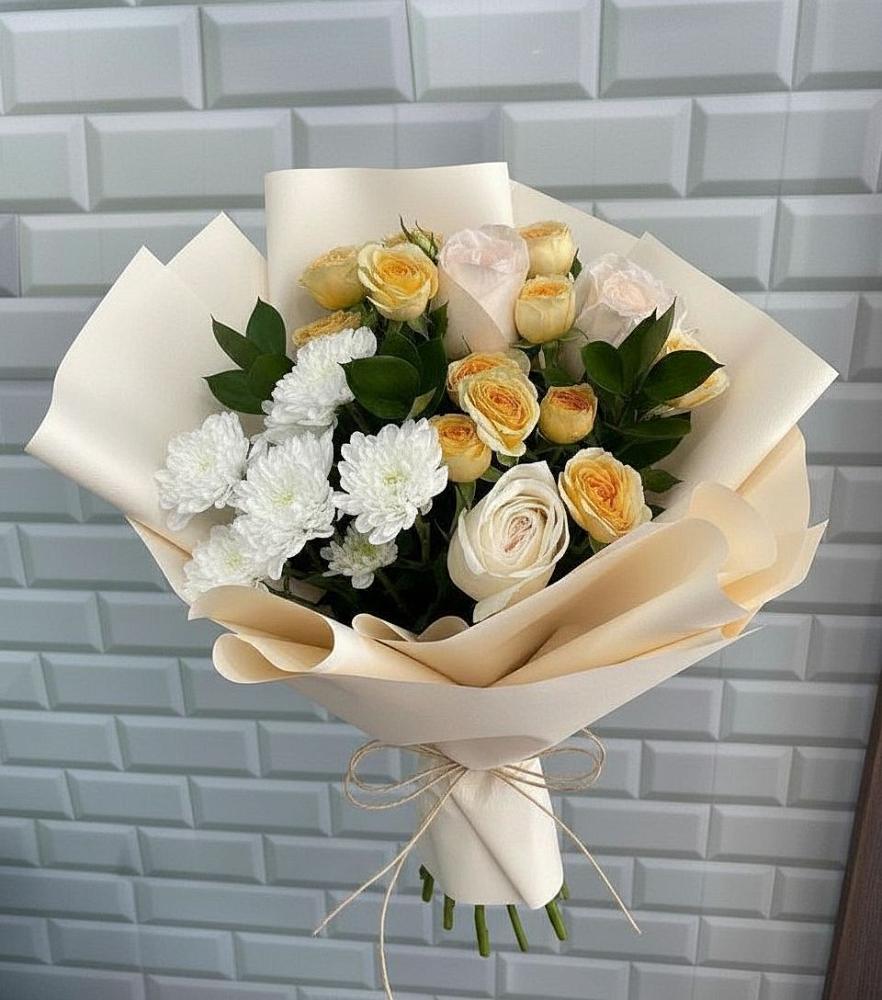 Букет цветов из: Розы и Хризантемы в Шангале