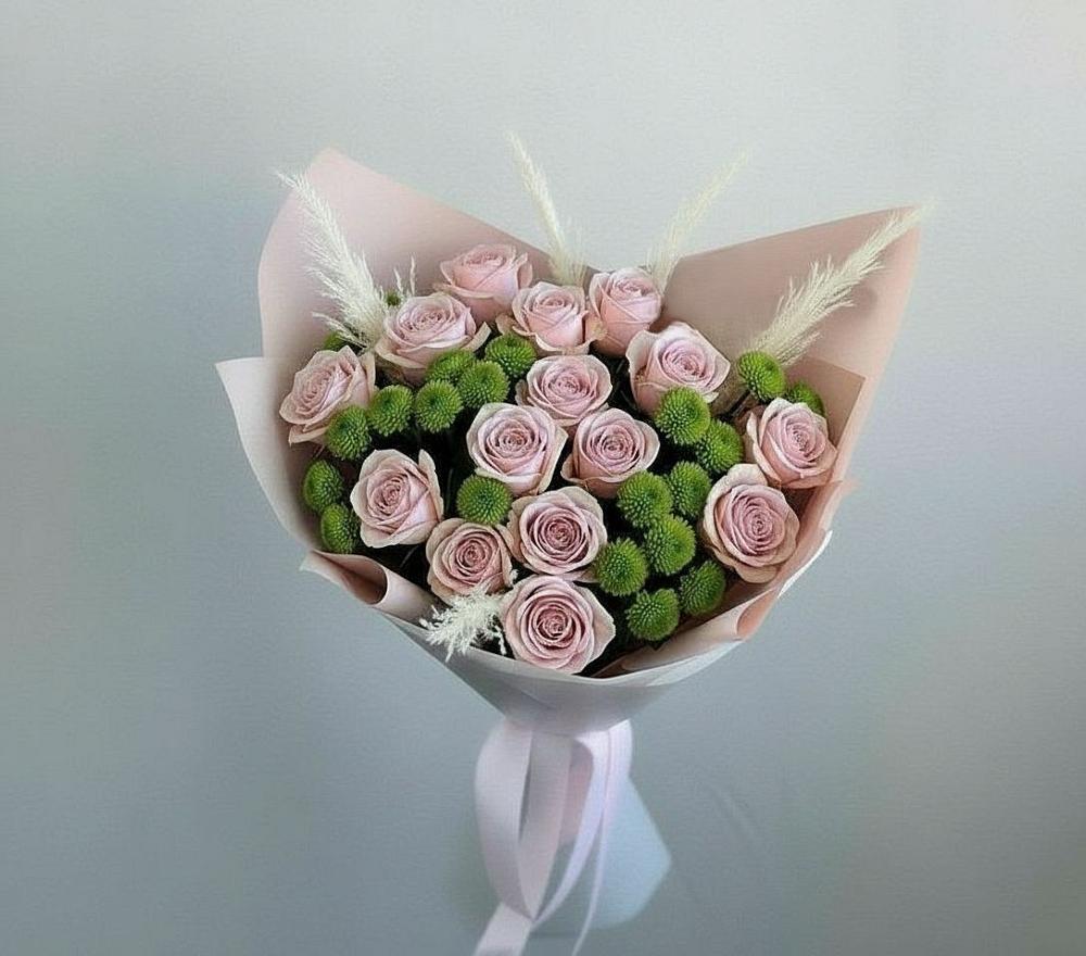 Букет цветов из: Розы и Хризантемы в Шангале