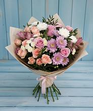 Букет цветов из:  Хризантемы, Розы и Альстромерии в Шангале