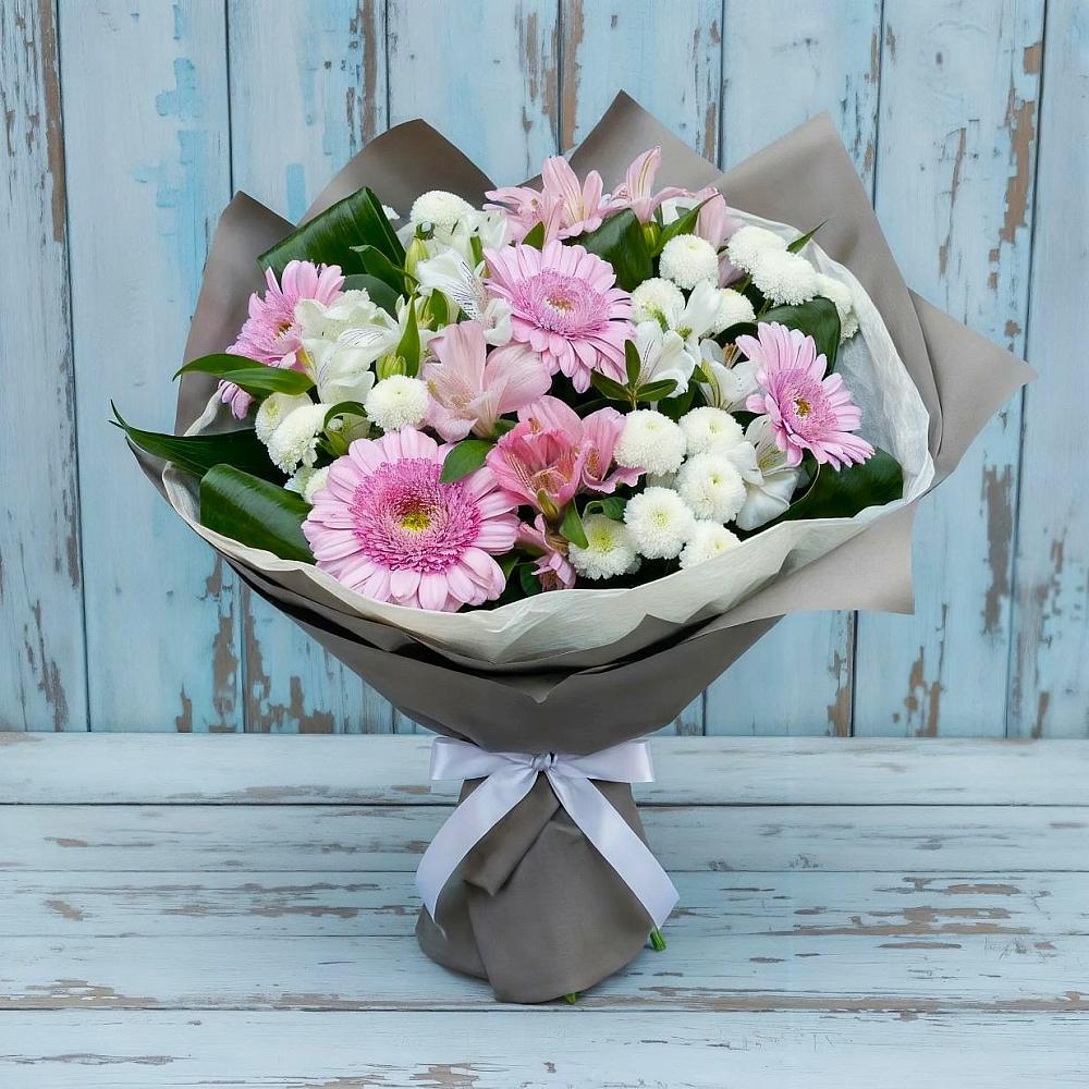 Букет цветов из: Герберы, Альстромерии и Хризантемы в Шангале