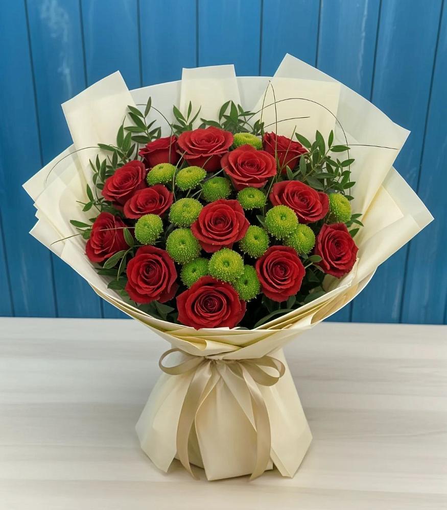 Букет цветов из: Розы и Хризантемы в Шангале